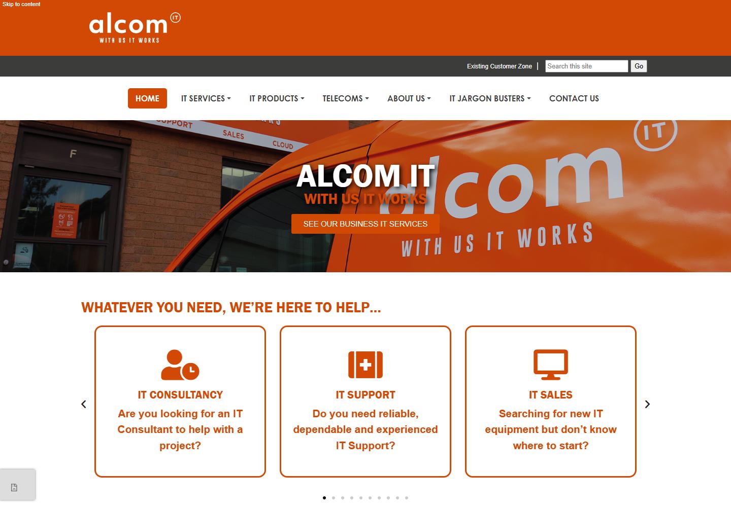 Alcom IT homepage captured on 23 September 2026
