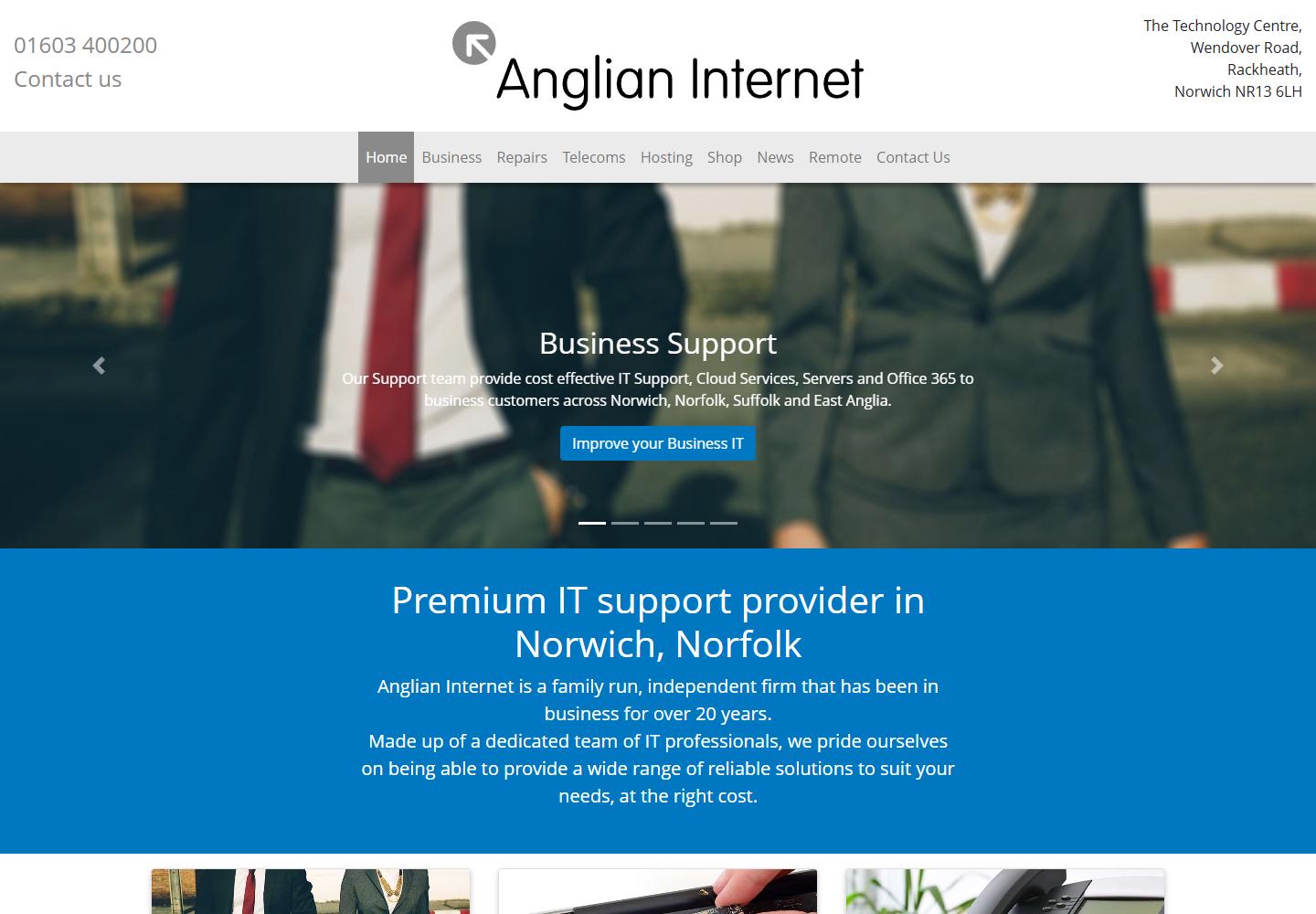 Anglian Internet homepage captured on 23 September 2026
