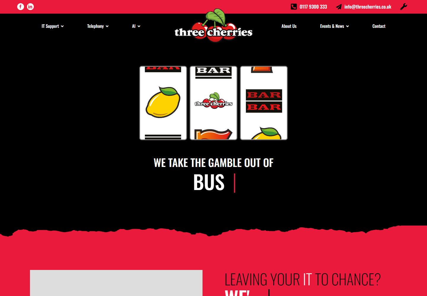 Three Cherries homepage captured on 23 September 2026