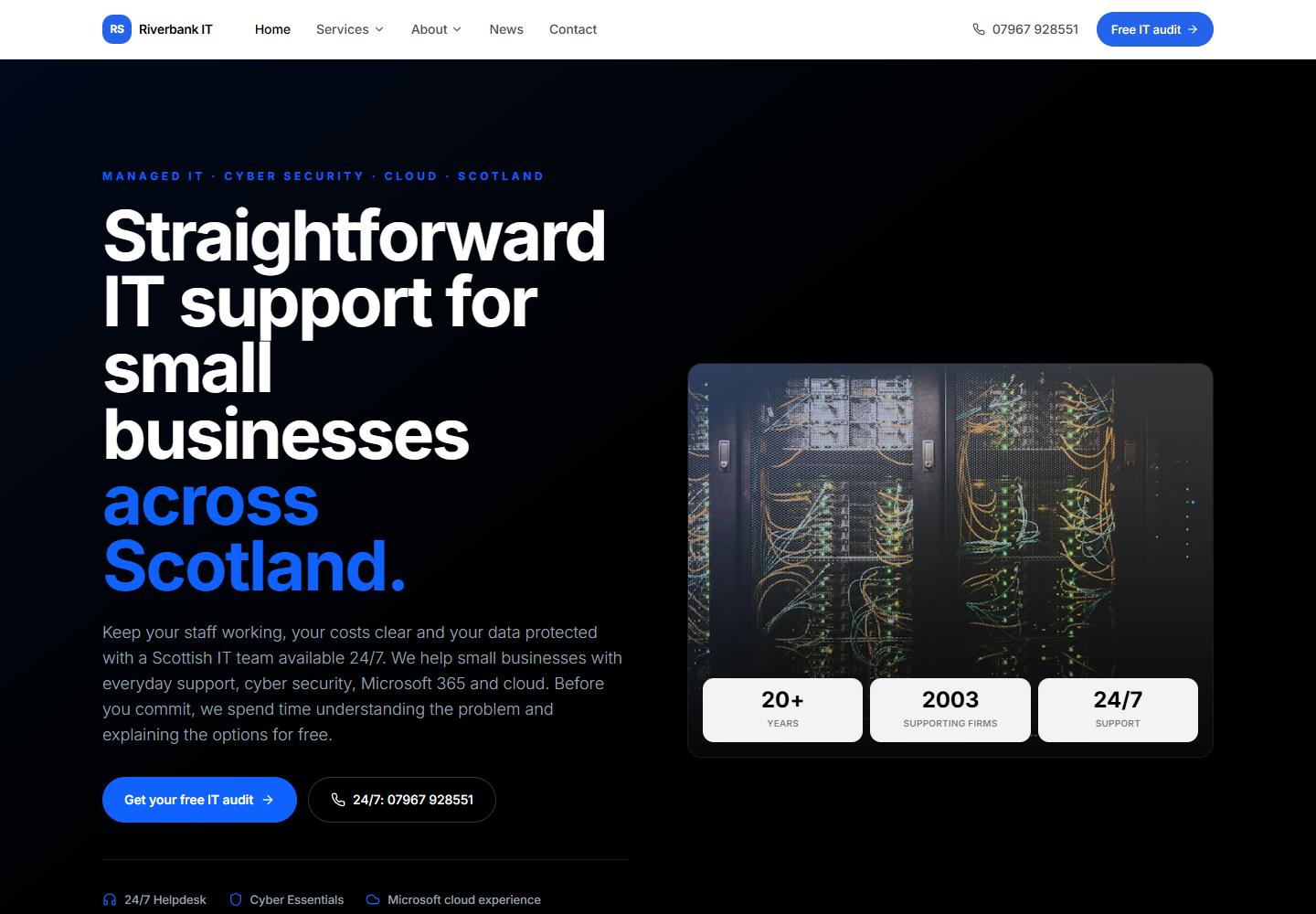 RIVERBANK IT Systems homepage captured on 23 September 2026